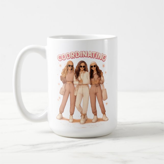 Taza De Café Coordinating Outfit Aesthetic Besties Vibes (Izquierda)