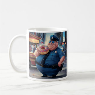 Taza De Café Cop comiendo rosquilla