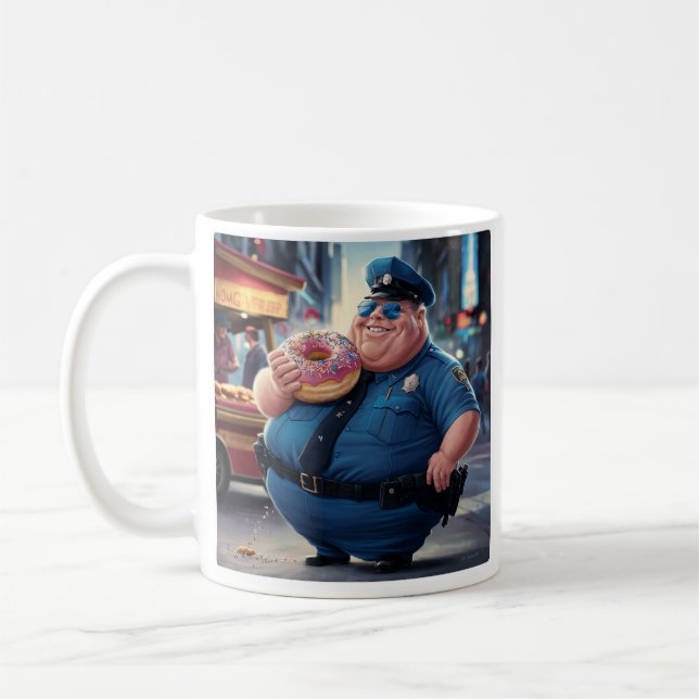 Taza De Café Cop comiendo rosquilla (Izquierda)
