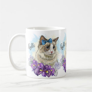 Taza De Café Copia del dibujo de mano divertido gato Cute con f