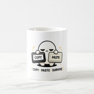 Taza De Café Copia Pega Sobrevive - Divertido Código Tech Adora