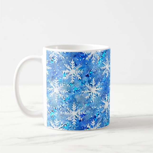 Taza De Café Copo de nieve helado azul y turquesa (Izquierda)