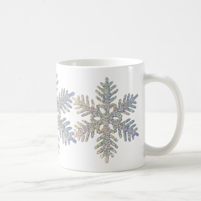 Taza De Café Copo de nieve purpurinoso impreso (Derecha)