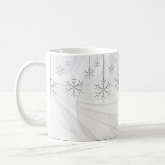 Taza De Café Copos de nieve colgantes (blanco) (Izquierda)