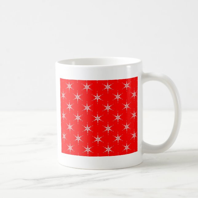 Taza De Café Copos De Nieve De Vidrio En Fondo Rojo (Derecha)
