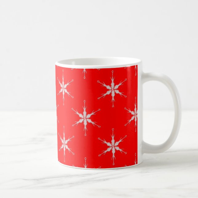 Taza De Café Copos De Nieve De Vidrio En Fondo Rojo (Derecha)
