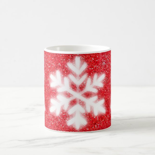 Taza De Café Copos de nieve del Polo Norte rojos y congelados | (Centro)
