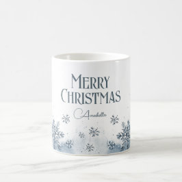 Taza De Café Copos de nieve Feliz Navidad Nombre personalizado 