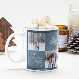 Taza De Café Copos de nieve geométricos de collage de fotos | N