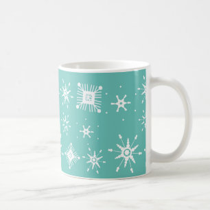Taza De Café Copos de nieve mezclan café geométrico Verde azula