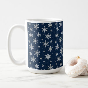Taza De Café Copos de nieve plateados elegantes Fiesta de inv
