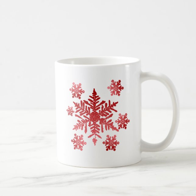 Taza De Café Copos de nieve rojos (Derecha)