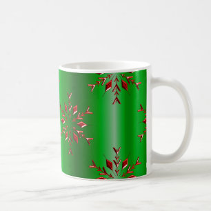 Taza De Café Copos de nieve rojos en Navidades verdes