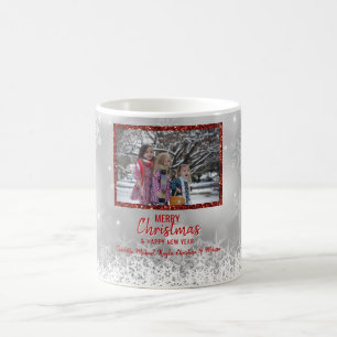 Taza De Café Copos de nieve rojos personalizados de la nieve