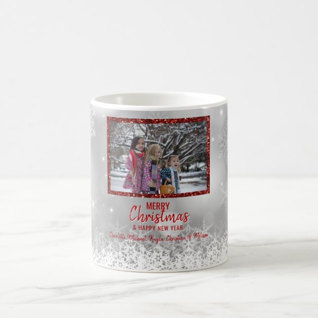 Taza De Café Copos de nieve rojos personalizados de la nieve (Centro)