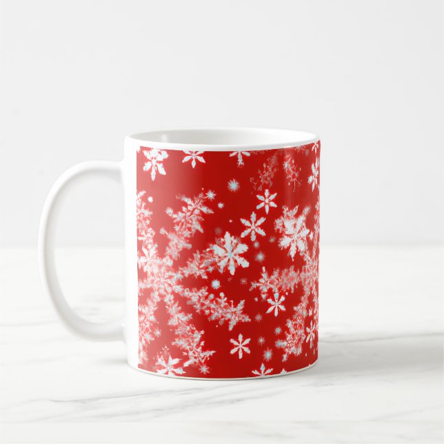 Taza De Café Copos de nieve rojos y blancos (Izquierda)