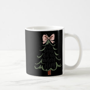 Taza De Café Coqueta Bow Jesús Árbol de Navidad Oh Venid Adorem