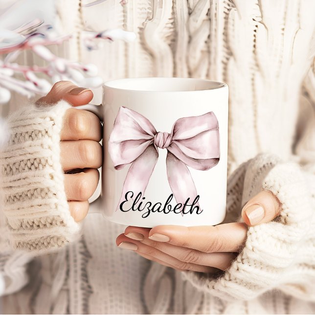 Taza De Café Coqueta caprichosa arco rosa Nombre personalizado (Subido por el creador)