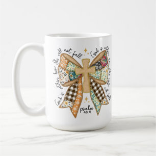 Taza De Café Coqueta Cristiana Rústica con Lazo Dios Está Dentr