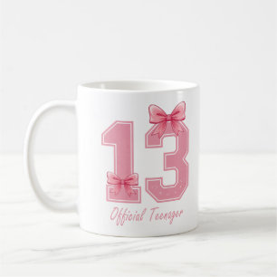 Taza De Café Coqueta rosa de 13 años, adolescente oficial 13