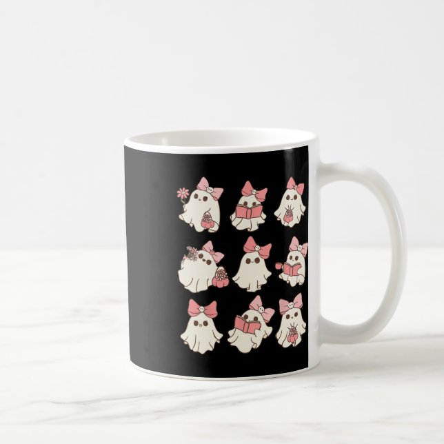 Taza De Café Coqueta rosa dobla guapa fantasma Halloween estofa (Derecha)
