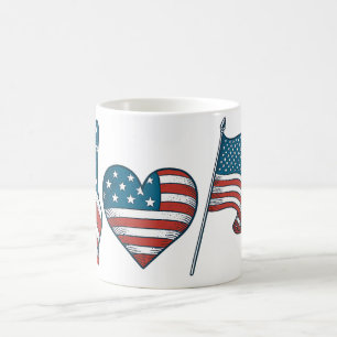 Taza De Café Coquette, bandera estadounidense de cerezo, 4 de j