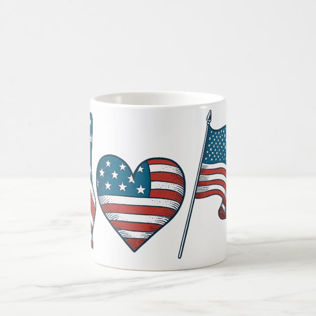 Taza De Café Coquette, bandera estadounidense de cerezo, 4 de j (Centro)