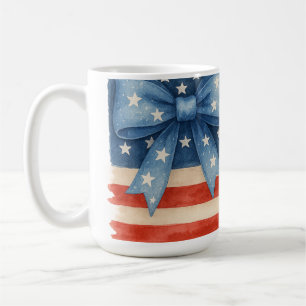 Taza De Café Coquette Bow American Flag Watercolor 4 de julio