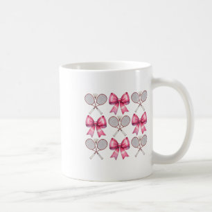 Taza De Café Coquette Bow Badminton Shuttle Racket Cinta rosa