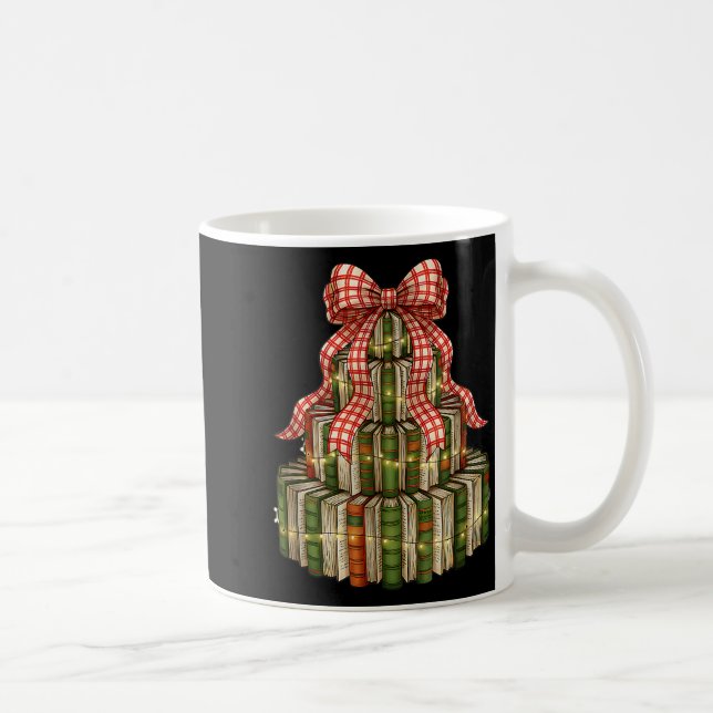 Taza De Café Coquette Bow Christmas Books Xmas Tree Librarian  (Derecha)