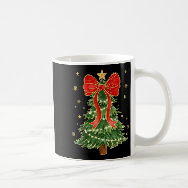 Taza De Café Coquette Bow Christmas Tree Xmas Holiday Girly Out (Derecha)