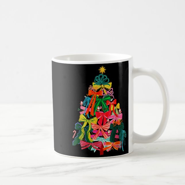 Taza De Café Coquette Bow Christmas Tree Xmas Holiday Girly Out (Derecha)