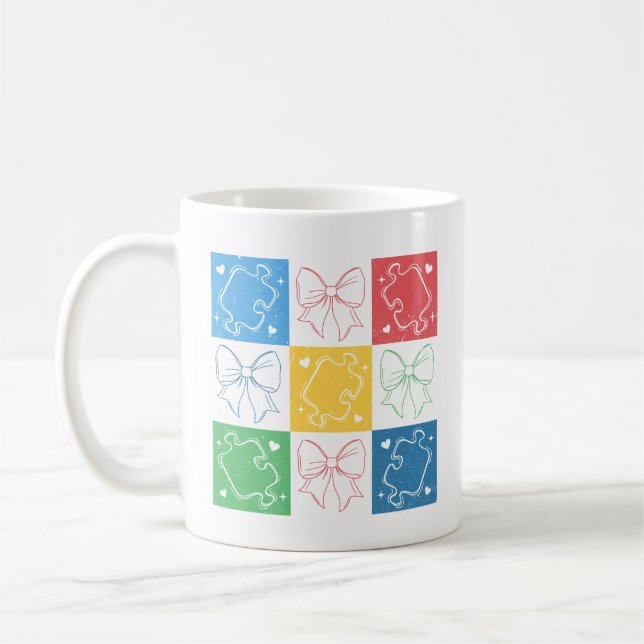 Taza De Café Coquette Bow de Concienciación sobre Autismo Contr (Izquierda)