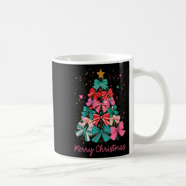 Taza De Café Coquette Bow Merry Christmas Xmas Tree Family Paja (Derecha)