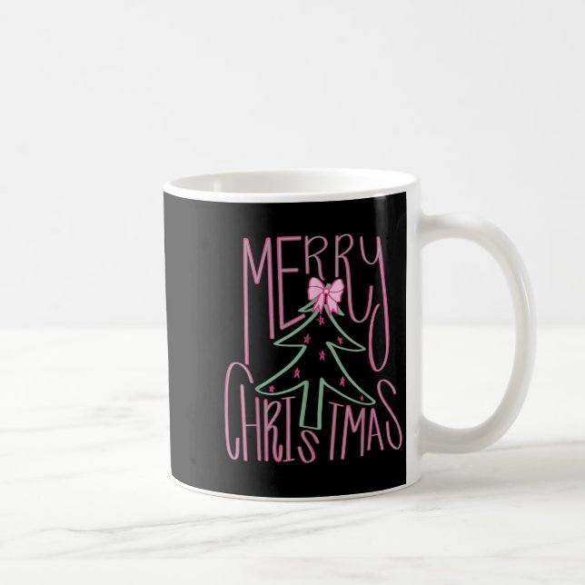 Taza De Café Coquette Bow Merry Christmas Xmas Tree Family Paja (Derecha)