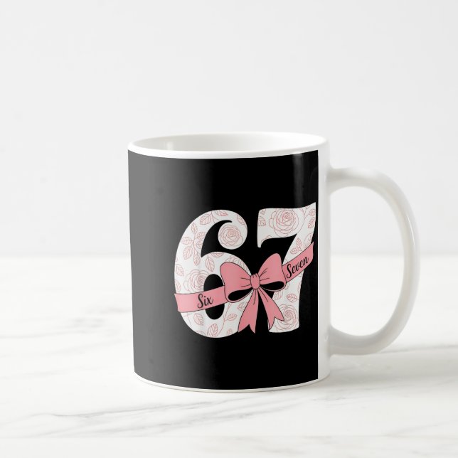 Taza De Café Coquette Bow Number 67 Meme Nk Floral  (Derecha)