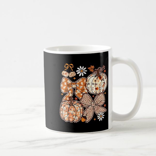 Taza De Café Coquette Bow Pumpkin Season Thanksgiving Autumn Fa (Derecha)