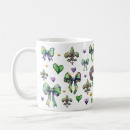 Taza De Café Coquette Bow y Mardi Gras Vibes