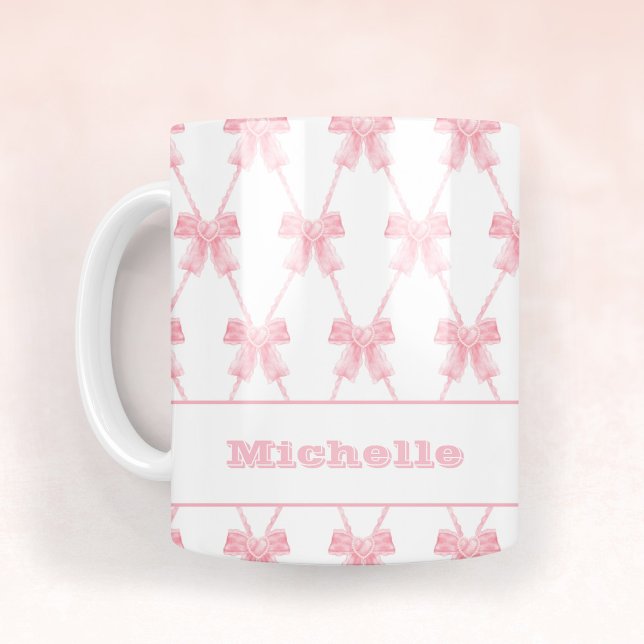 Taza De Café Coquette Bridesmaid Pink Bow (Trendy Coquette Pink Bow Coffee Mug)