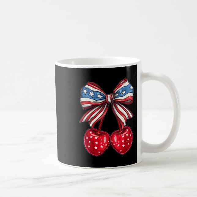 Taza De Café Coquette Cherry Bow Bandera Patriótica Estadounide (Derecha)
