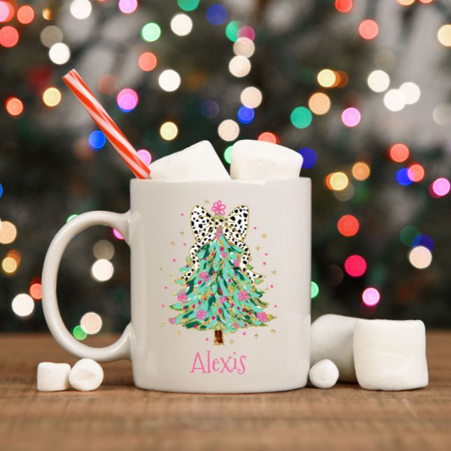 Taza De Café Coquette Christmas Tree Preppy Holiday Bow (Subido por el creador)