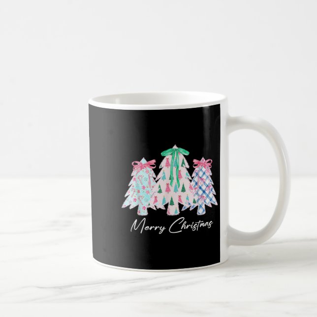 Taza De Café Coquette Lace Bow Merry Christmas Tree Cumas H (Derecha)