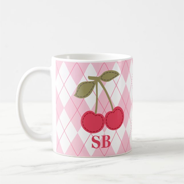 Taza De Café Coquette Personalizada Jacquard Pink Cherry (Izquierda)
