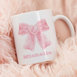 Taza De Café Coquette Pink Bow Girly