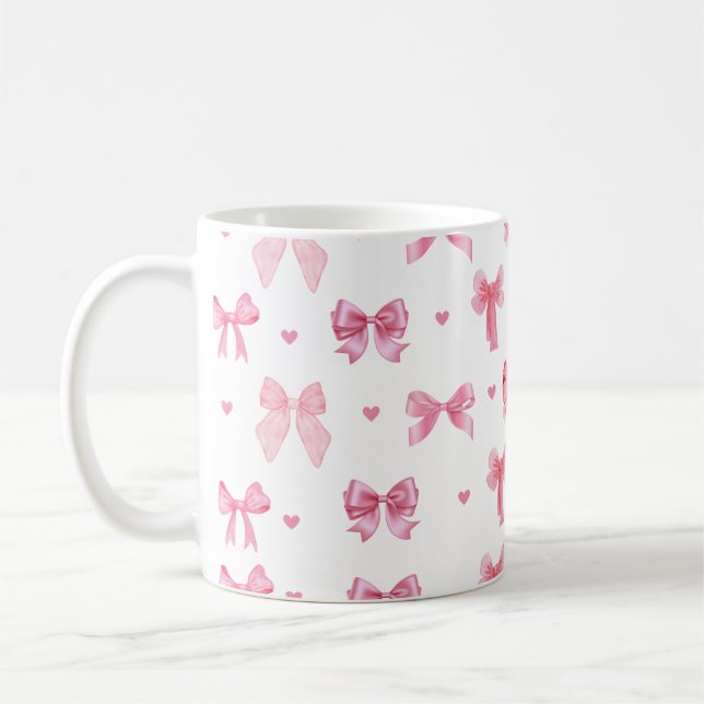 Taza De Café Coquette Pink Pattern Cuadrillo Giro (Izquierda)
