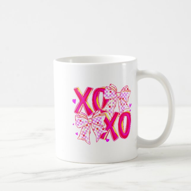 Taza De Café Coquette Valentine Xoxo Funny Valentine Bow Hearts (Derecha)