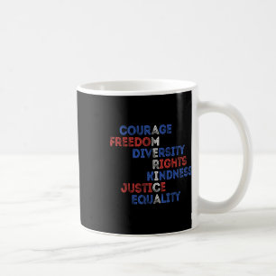 Taza De Café Coraje Libertad Diversidad Igualdad Justicia Retro