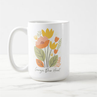 Taza De Café Coraje Querido Corazón Floral Mug