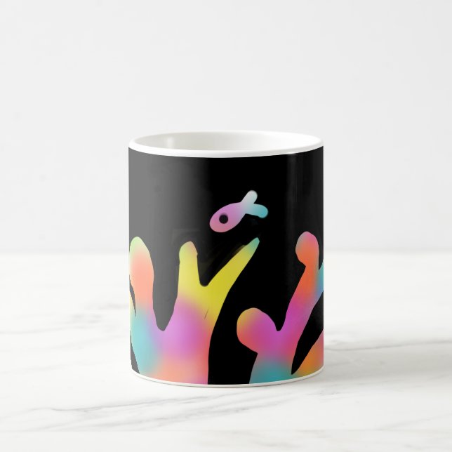 Taza De Café Coral de neón y peces (Centro)