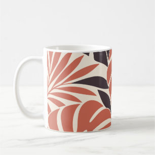 Taza De Café Coral Plum Tropical Leaf Silhouette